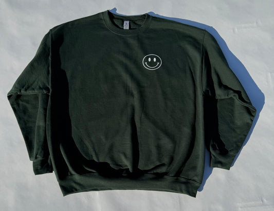 Smiley Crewneck, Forest Green